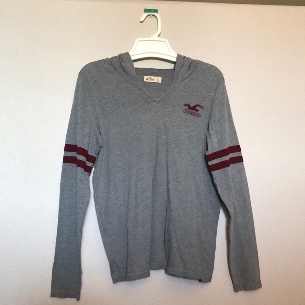 Hollister grey and maroon pullover hoodie